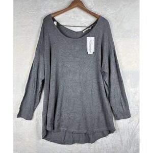 Soft Surroundings Margulies Womens 2X Gray Sweater Tunic Scoop Neck Zipper‎ Back
